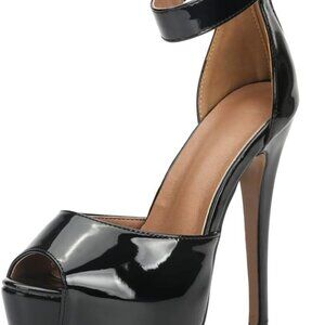 Womens Platform Sandals Peep Toe Ankle Strap High Heel Dress Shoes